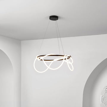 Lisette 25" Contemporary Minimalist 360 Adjustable Silicone Neon Rope Dimmable Integrated LED Chandelier - JONATHAN Y